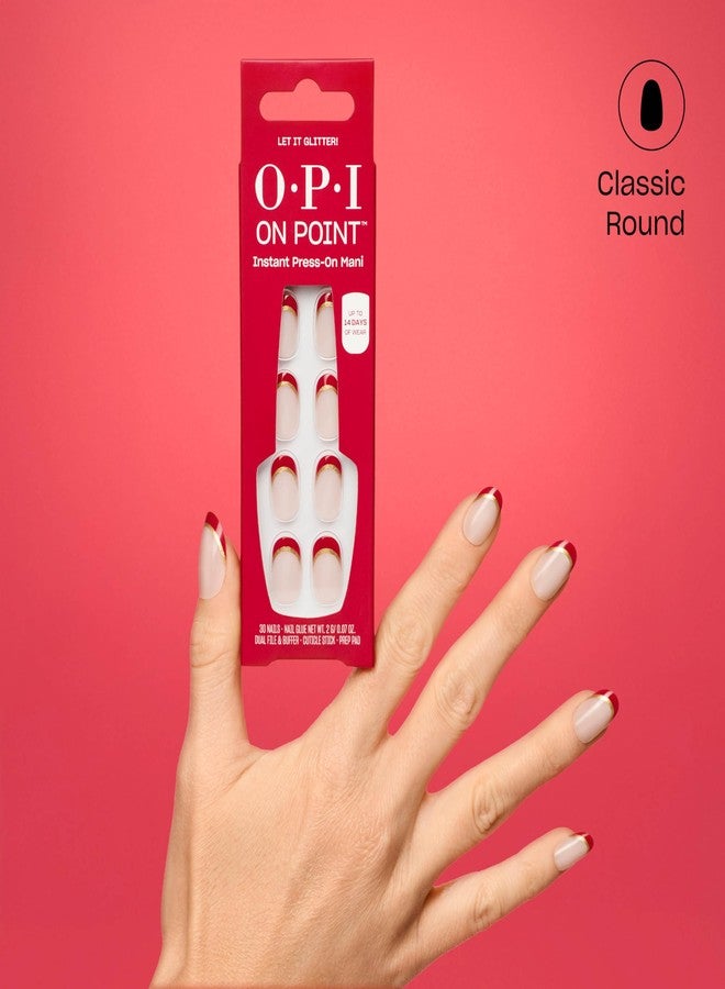 OPI On Point Let it Glitter! | Short Round Gold & Red Glitter French Tip Press On Nails | 30 Count with Nail Glue | Reusable, Non-damaging | Amazon Exclusive | Holiday Shades 2025 - Image 5